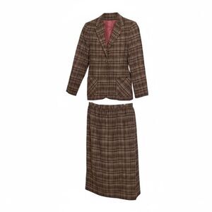 Vintage 80s Country Suburbans Plaid Blazer and Skirt Suit Set Multicolor Size 8